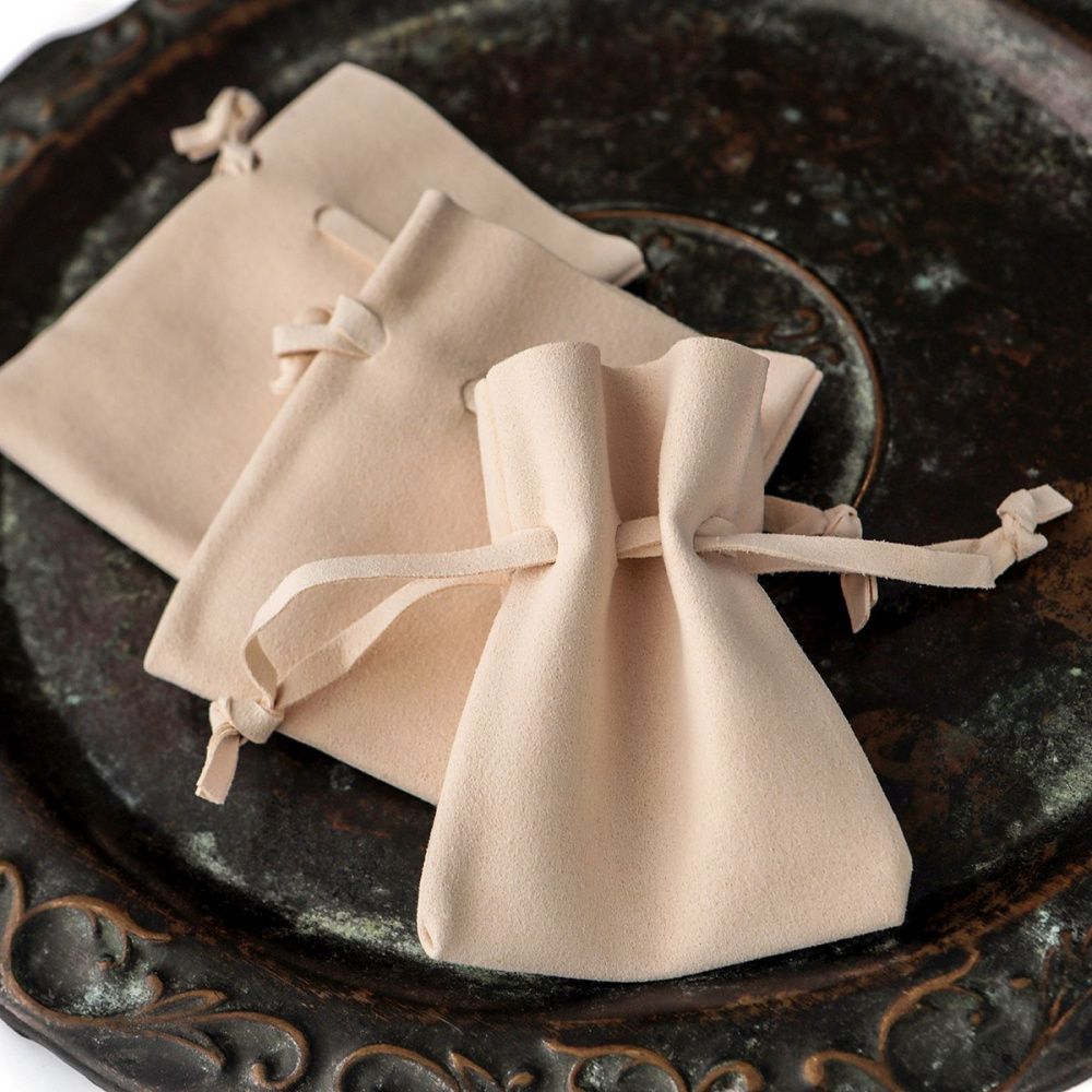 мешочек для украшений, микрофибра, цвет сливочный, 10x8 см