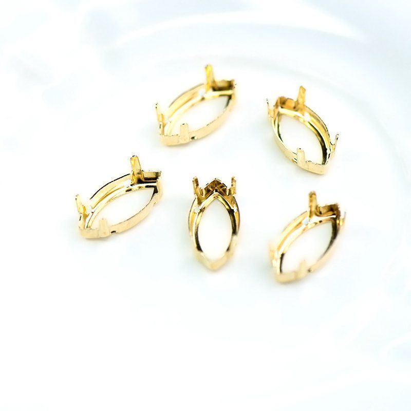 цапы для стразов navette, открытые, золото, 18х9 мм