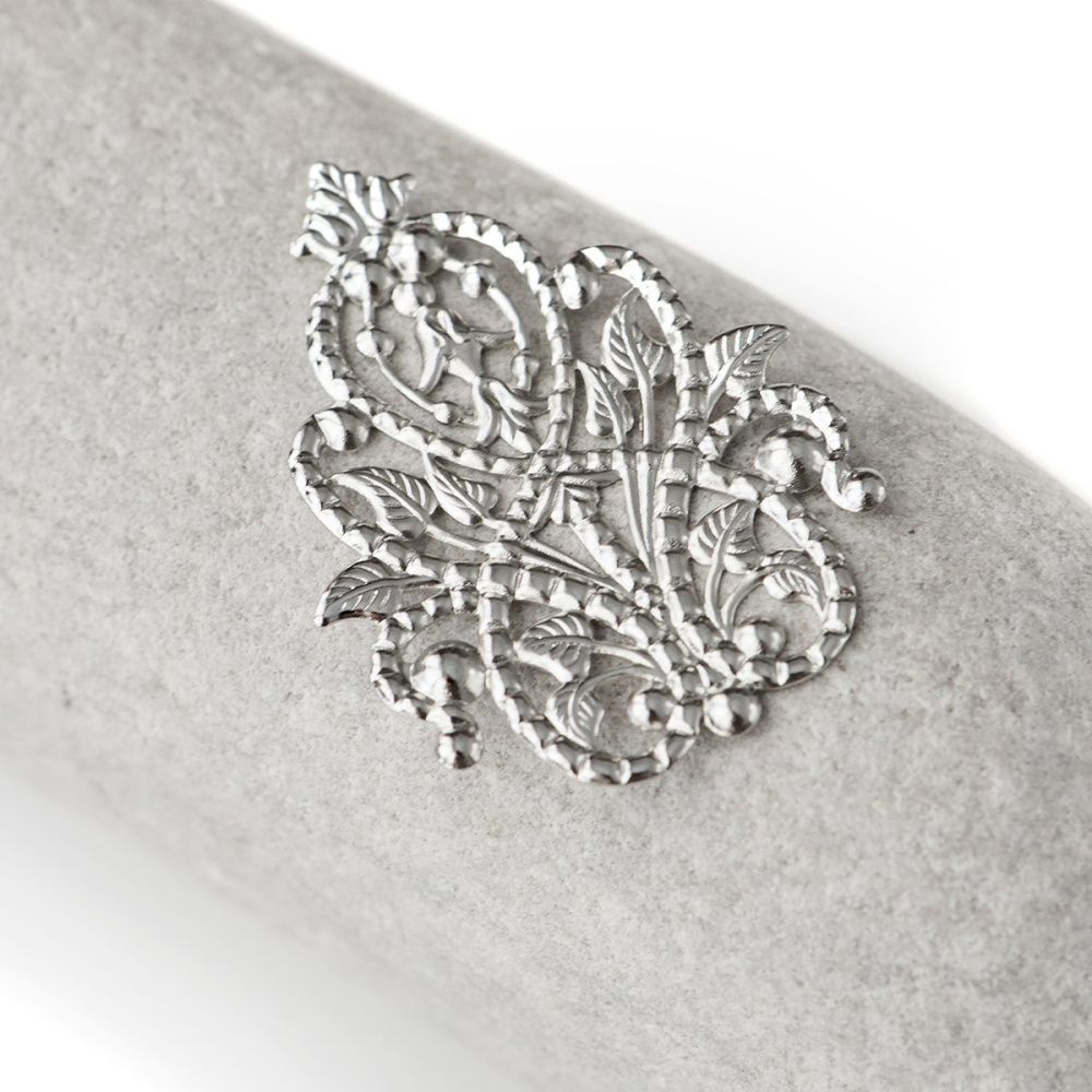 коннектор "филигрань прециоза", цвет платина, 48x35x2 мм 