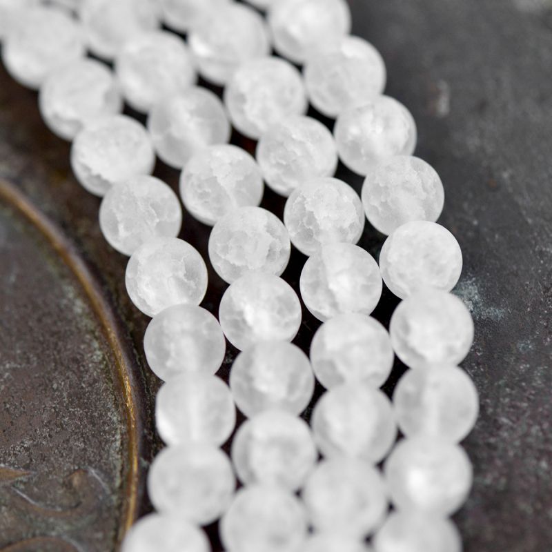 бусина, стекло "кракле", цвет прозрачный матовый, 8 мм