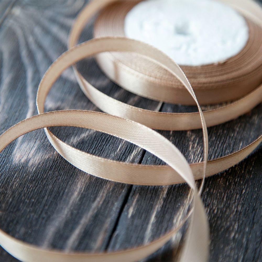 лента, атлас, цвет какао, ширина 10 мм ленты