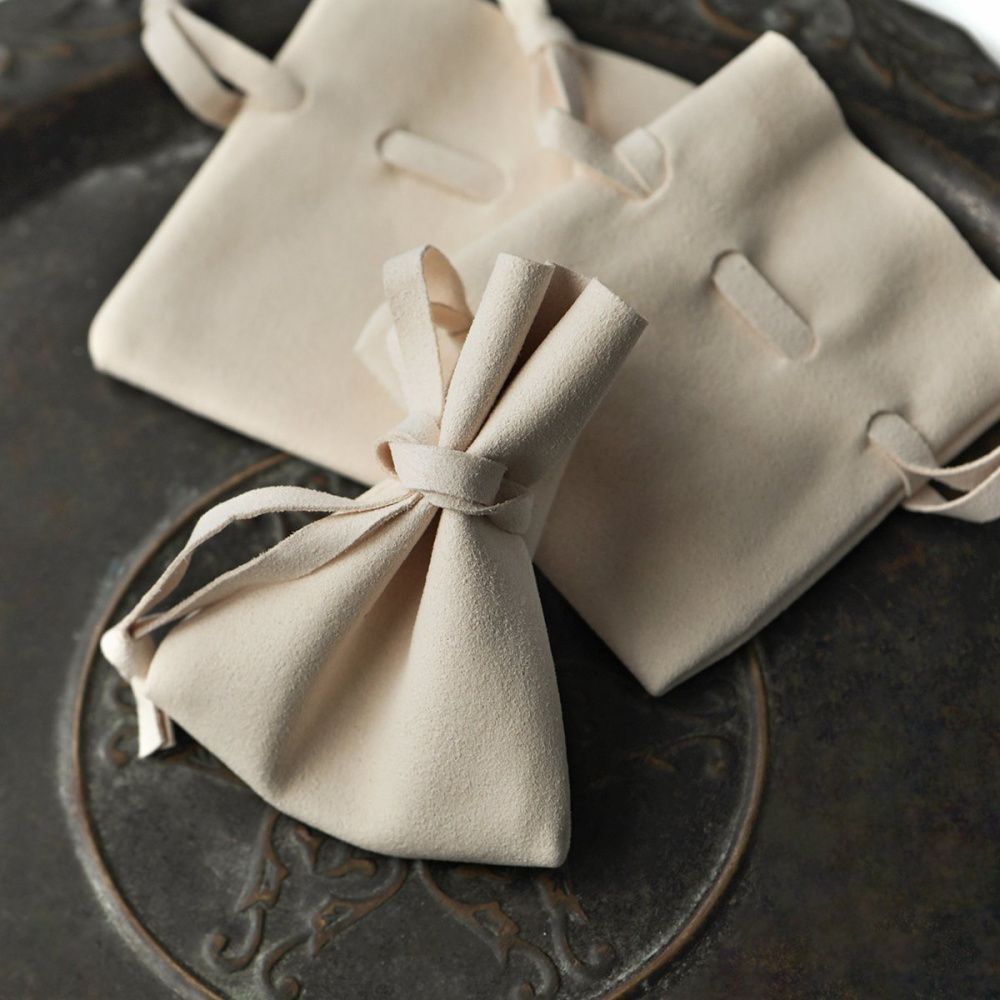 мешочек для украшений, микрофибра, цвет сливочный, 8x7 см