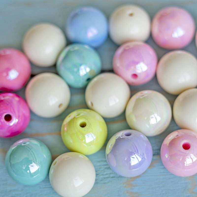 бусина, акрил "пастель", радужный микс, 20 мм