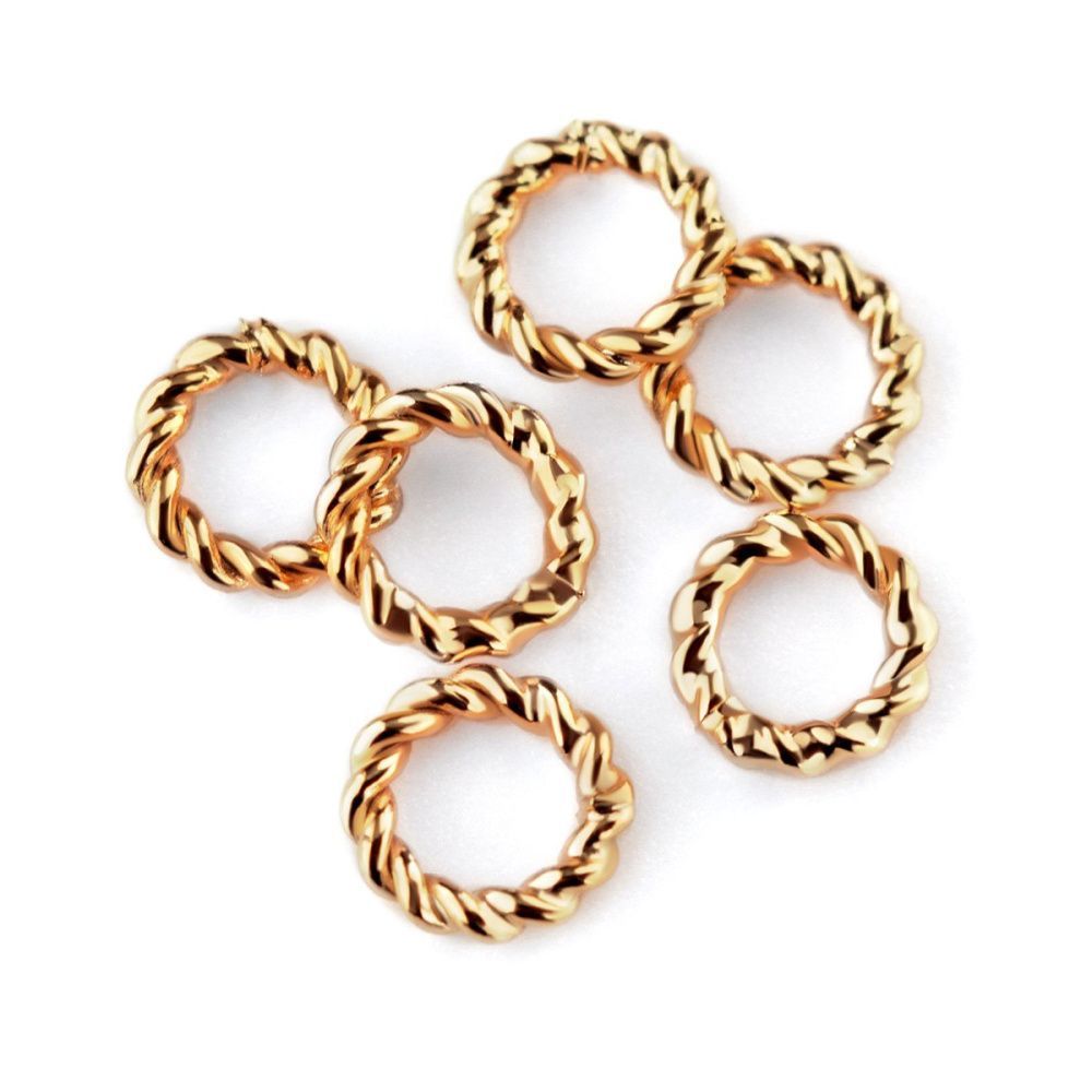 колечко соединительное витое, позолота, 6x1 мм