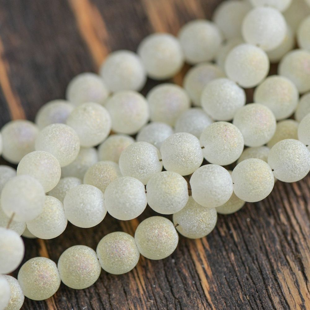 бусина, стекло "песок", цвет шампанское, 6 мм