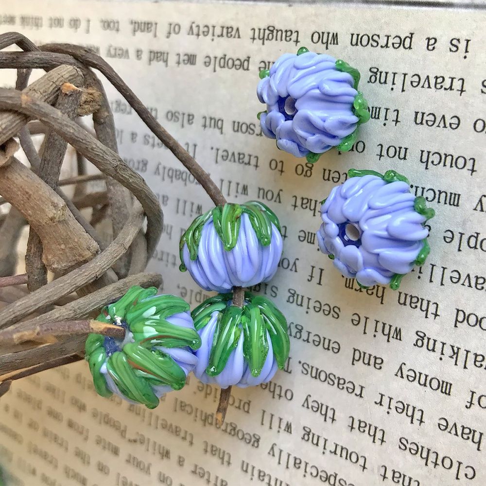 бусина, мурано "клевер", барвинковый, 22х15 мм