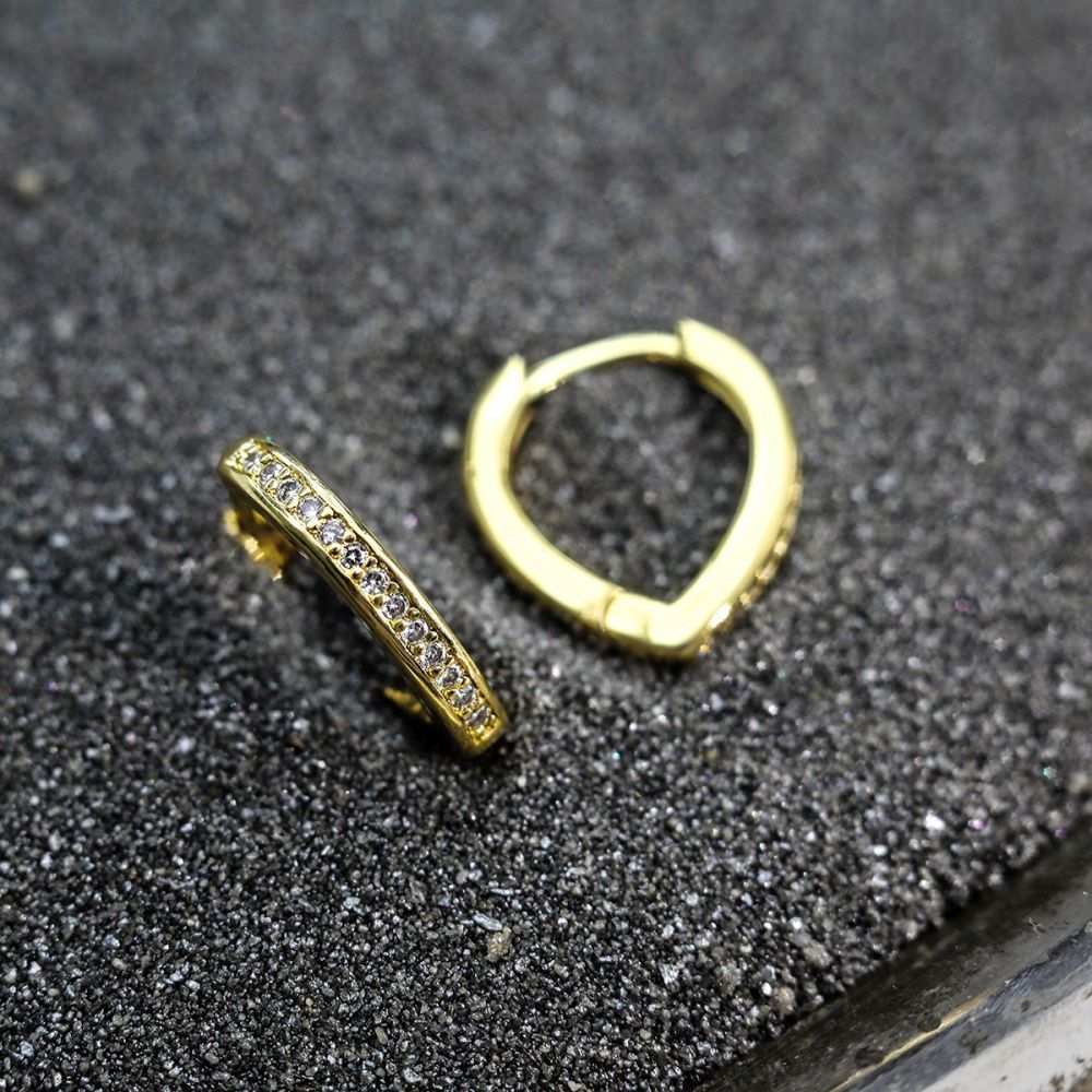 швензы "версо", с цирконием, позолоченные, 16x14x2.5 мм 