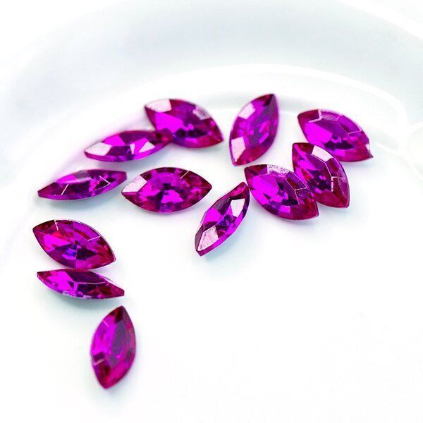 кабошон стекло кристалл, navette, цвет rose, 12х6 мм