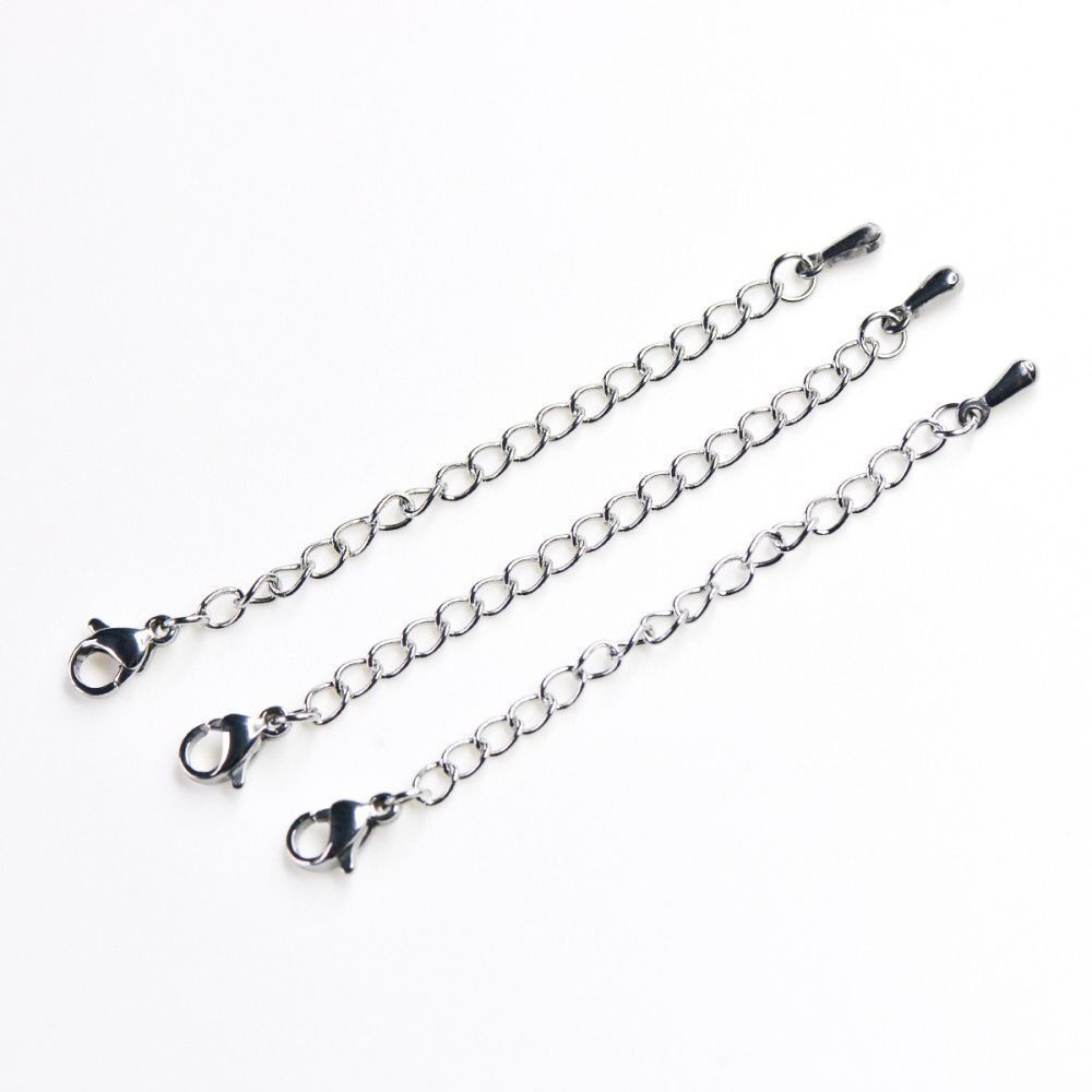 комплект замочек-лобстер+удлинитель, 304 stainless steel, цвет стальной, 68 мм