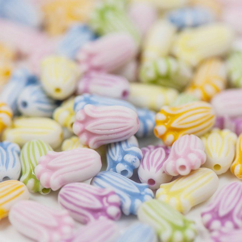 бусина, акрил "колокольчик", цветовой микс, 8х12х5 мм