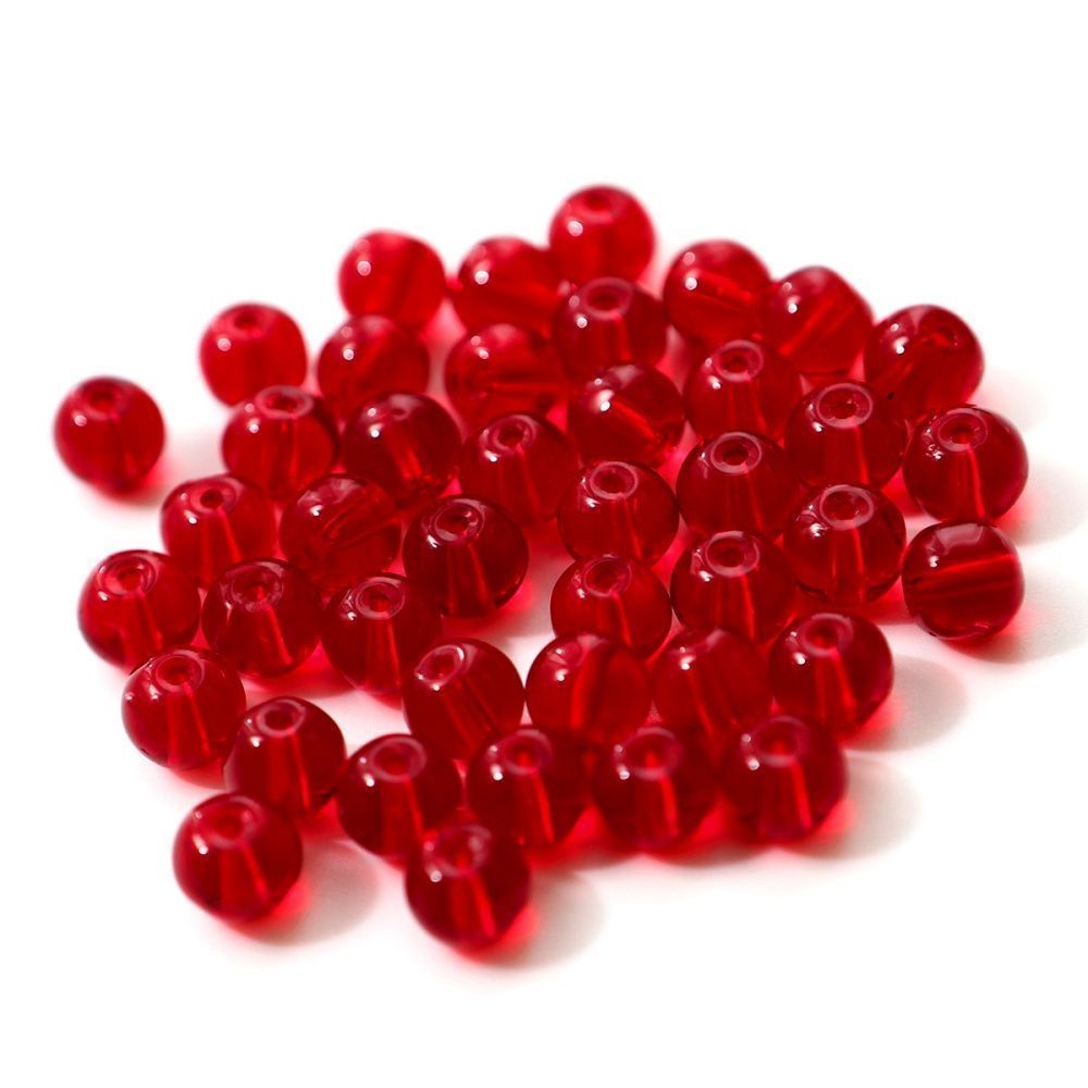 бусина, стекло 8, цвет красный, 8 мм