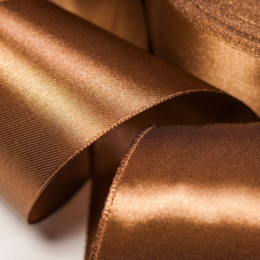 лента, атлас, цвет коричневый светлый, ширина 50 мм ленты