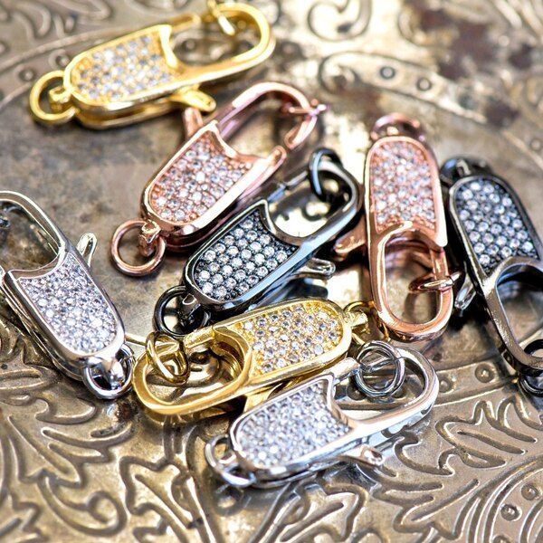 Замочки замочек-лобстер "лобстер", цирконий, разноцветный микс, 26x11x5.5 мм