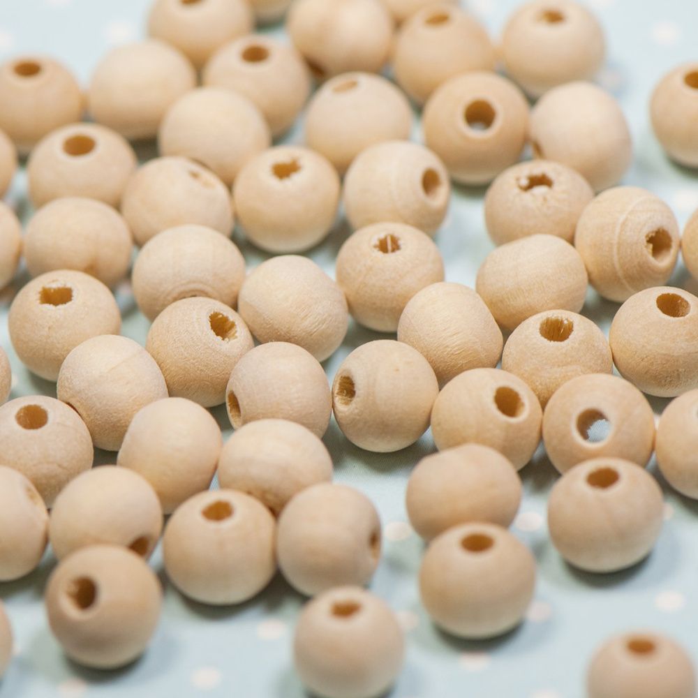 бусина дерево 8, цвет натуральный, 8 мм