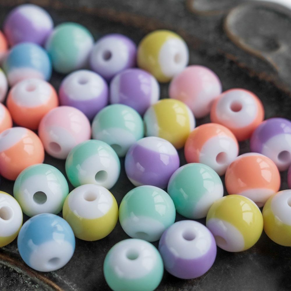 бусина, акрил "полу-пастель", цветовой микс, 12 мм