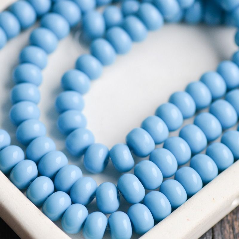 бусина, стекло, абакус, цвет голубой, окрашена, 8х5 мм