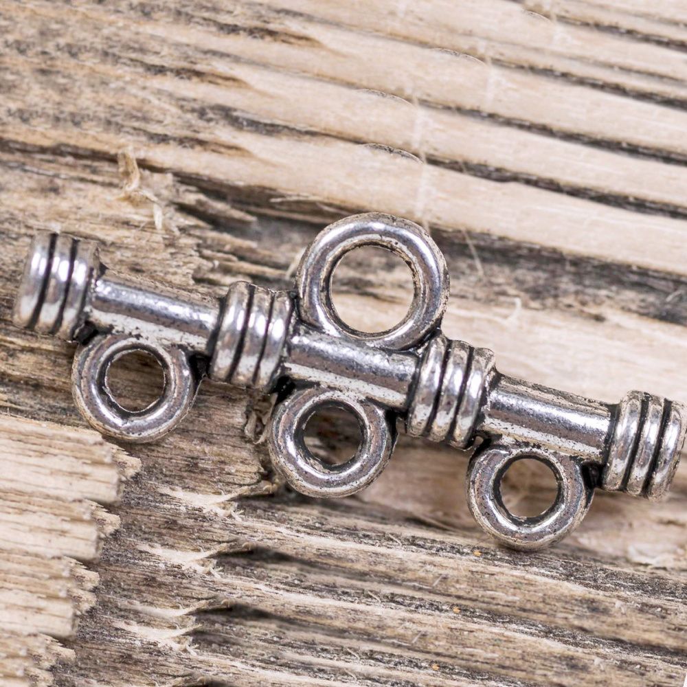 коннектор "вязанка", цвет античное серебро, 20х9х3 мм