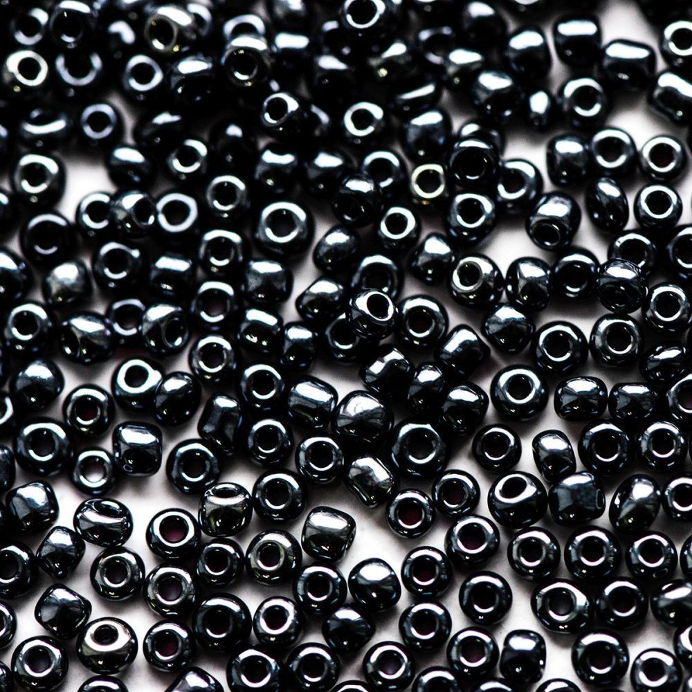 бисер "радуга", цвет черный люстровый, 12/0 (уп 7 г)