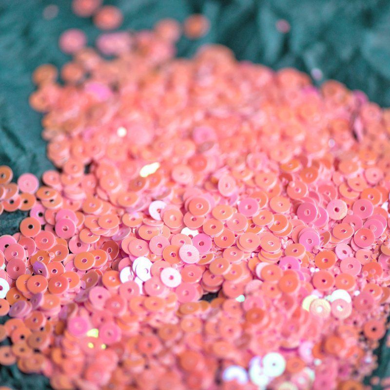 пайетки плоские, пыльный розовый радужный, 4 мм