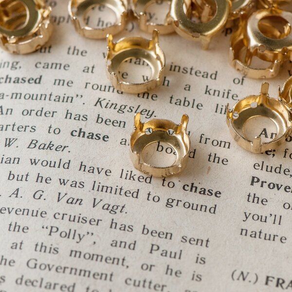 цапы для стразов круглые, открытые, цвет золото, 12 мм