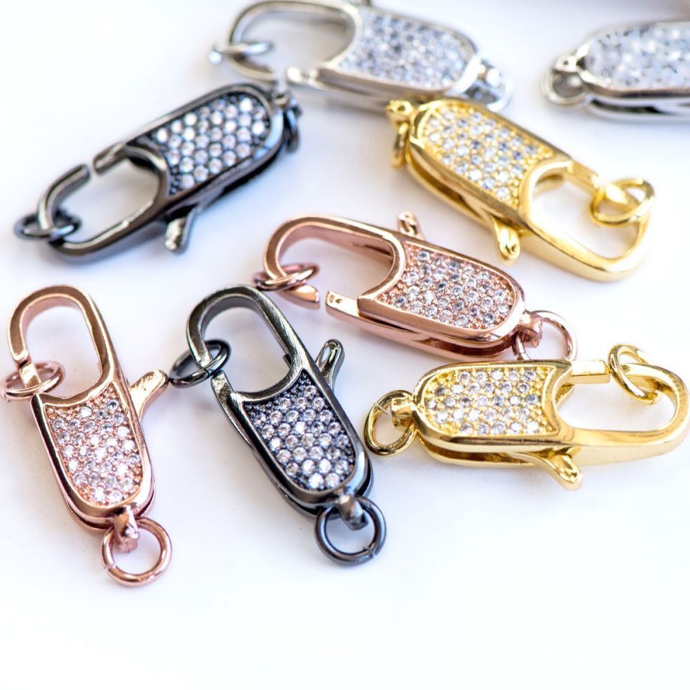 Замочки замочек-лобстер "лобстер", цирконий, разноцветный микс, 26x11x5.5 мм