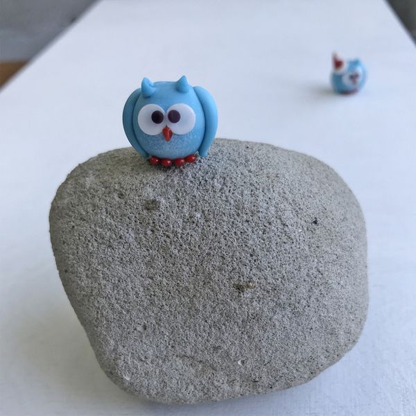 бусина, мурано "совенок голубой", 15х17 мм, матовая