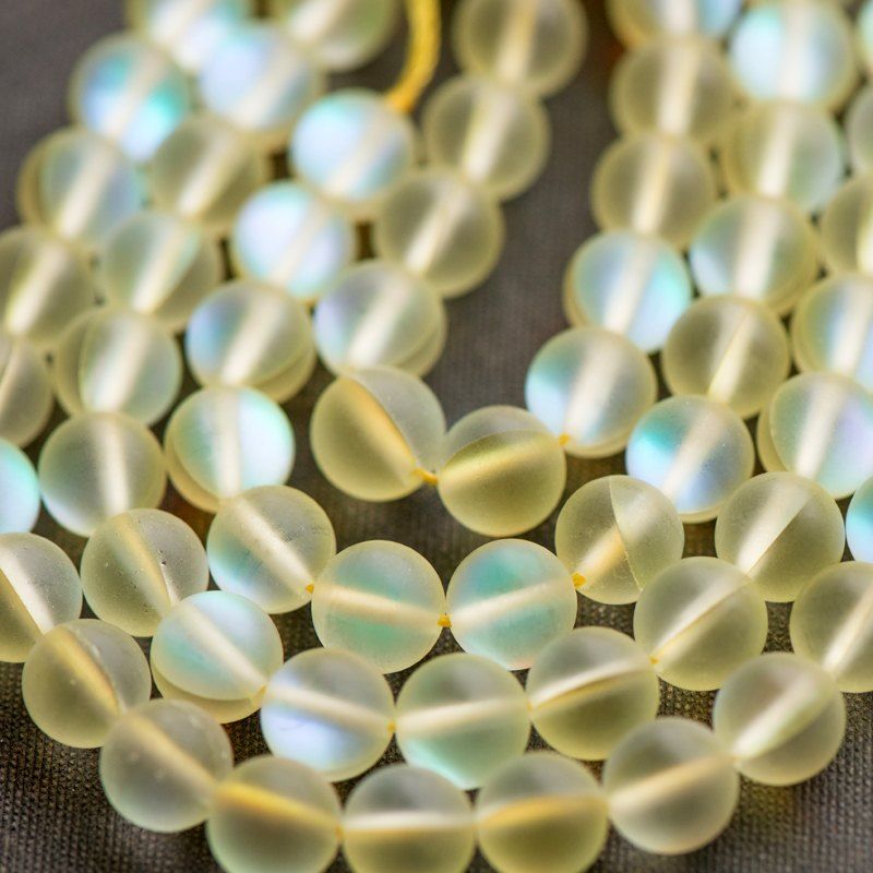 бусина, стекло "лунный камень", цвет шампанское, 8 мм