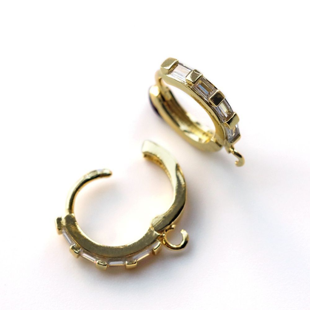 швензы "грид", с цирконием, позолоченные, 17x15x3 мм 