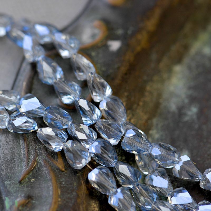 бусина "треугольник", стекло, цвет серо-голубой, 8x6x6 мм