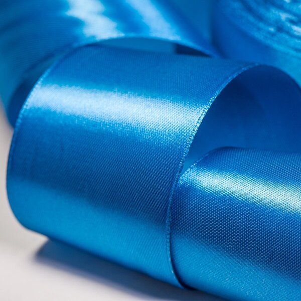 лента, атлас, цвет синий, ширина 50 мм ленты