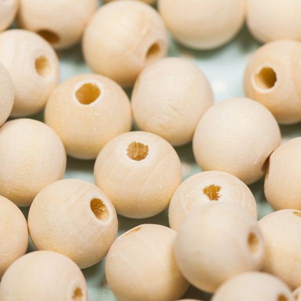 бусина дерево 12, цвет натуральный, 12 мм