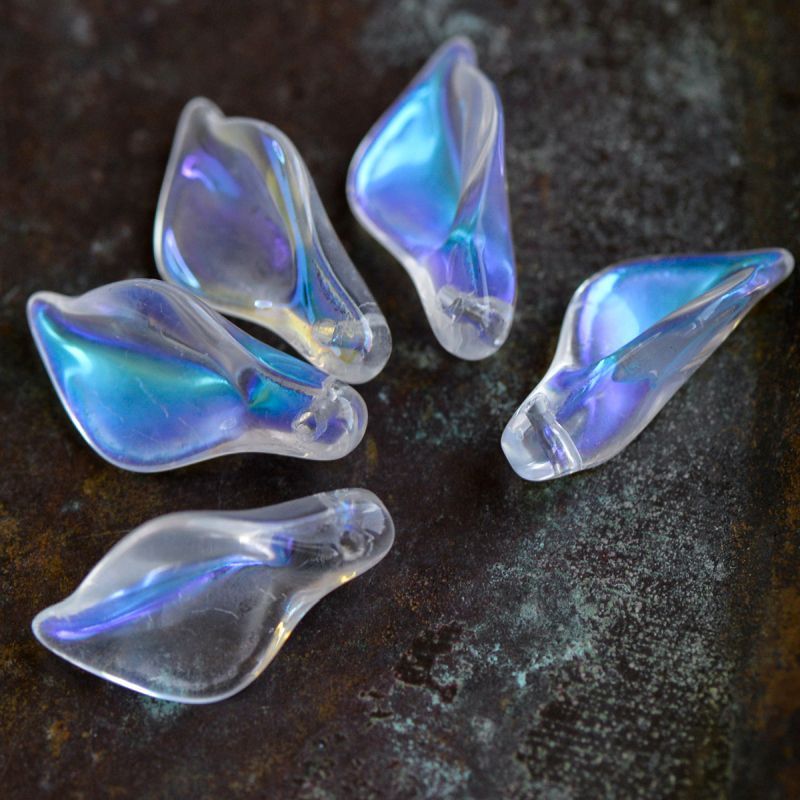 подвеска стеклянная "кала", цвет прозрачный/радужный, 20x10.5x6 мм