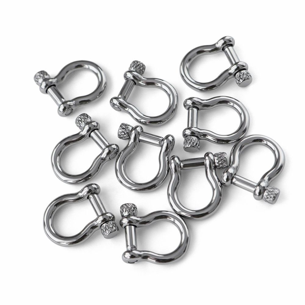 замочек-карабин "скоба", 304 stainless steel, цвет античное серебро, 24.7x22 мм