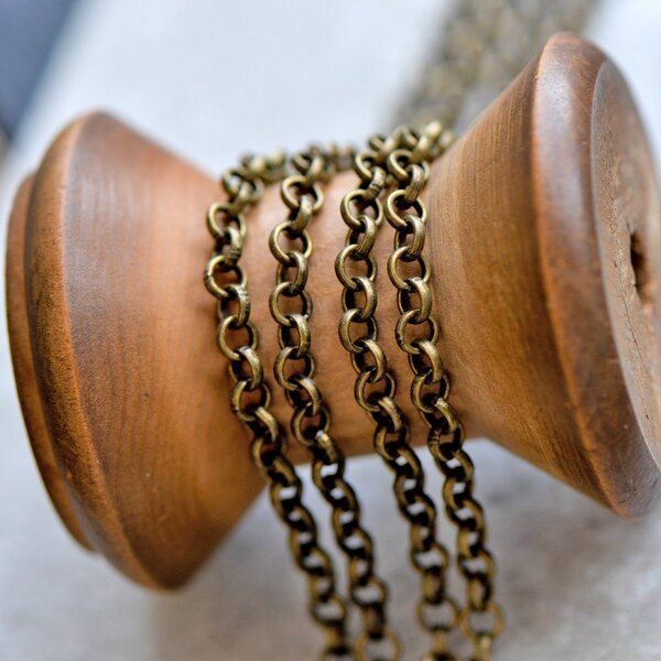 цепочка "раунд", цвет античная бронза, звено 4х1 мм