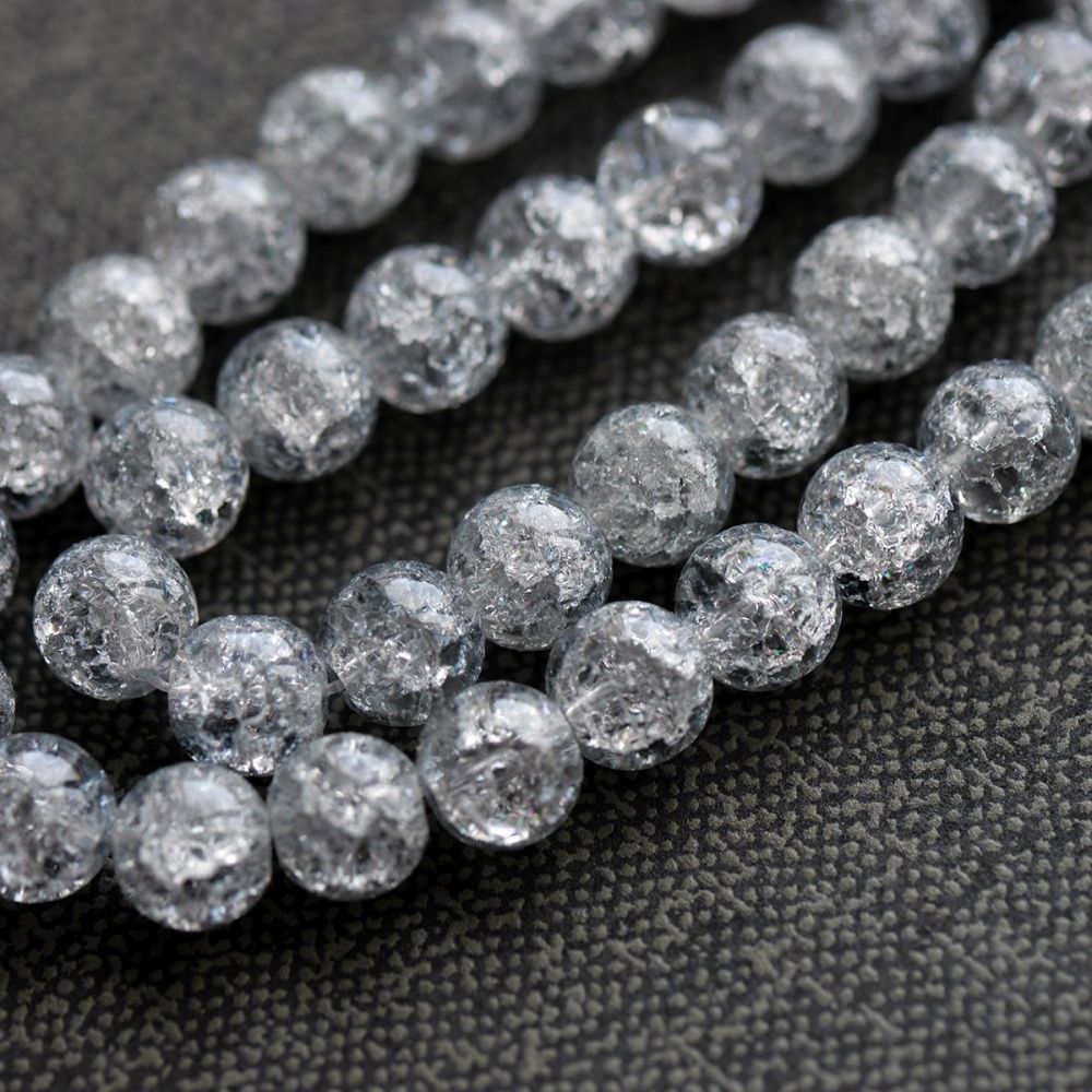 бусина, стекло "кракле", цвет серый, 10 мм