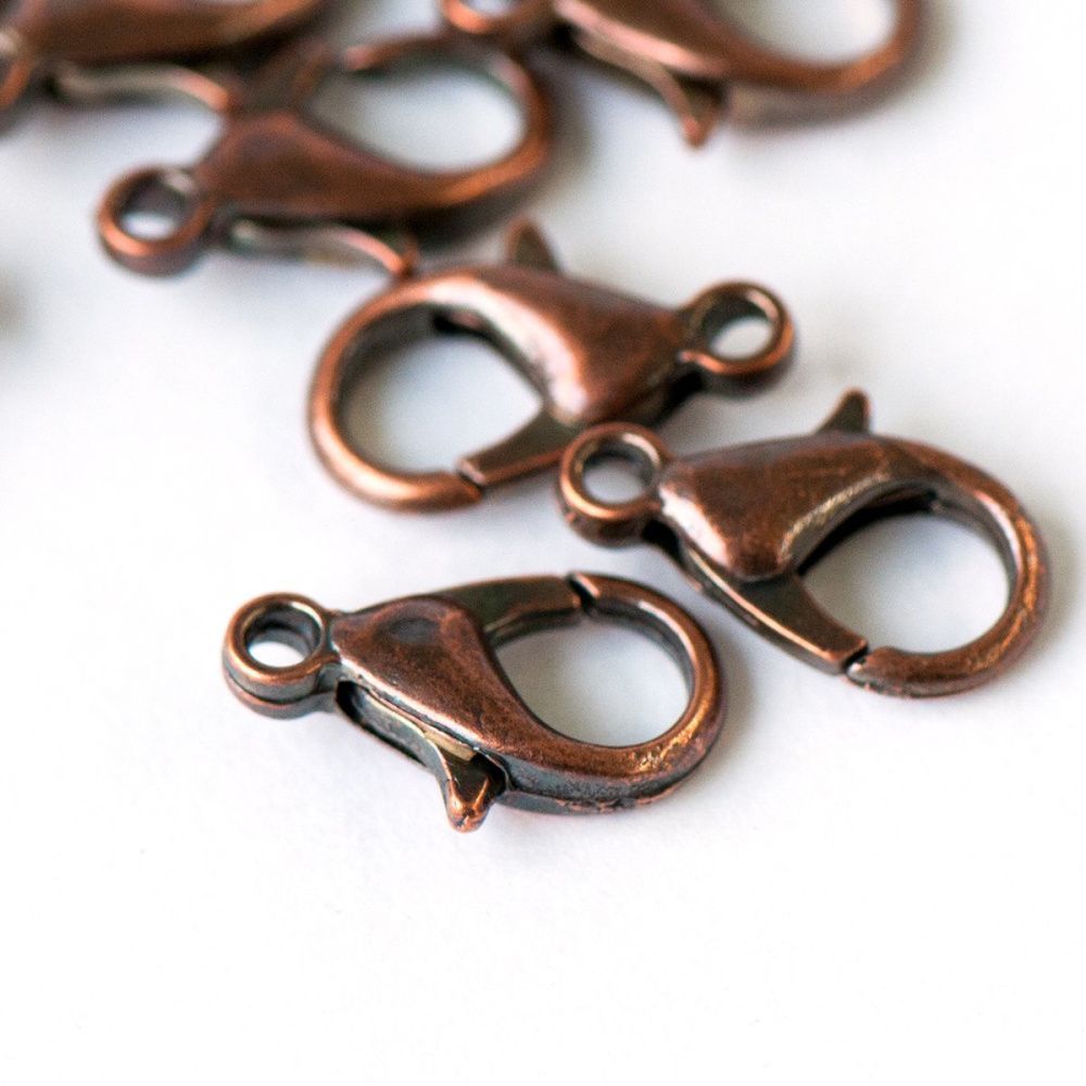 Замочки замочек-лобстер, цвет красная медь, 13x8 мм