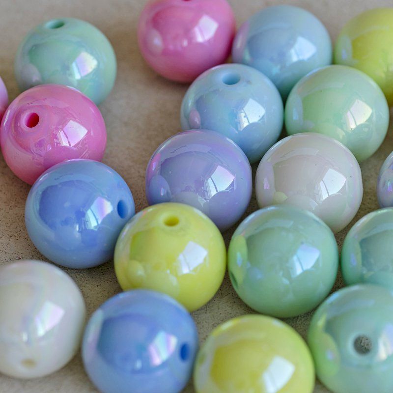 бусина, акрил "пастель", радужный микс, 20 мм