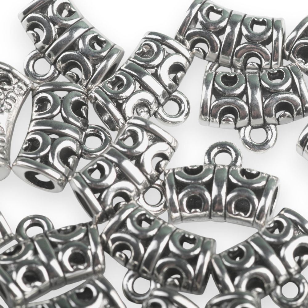 бейл "трубочка", цвет античное серебро, 10х12х6 мм