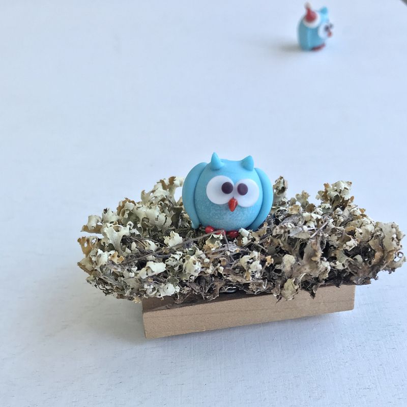 бусина, мурано "совенок голубой", 15х17 мм, матовая