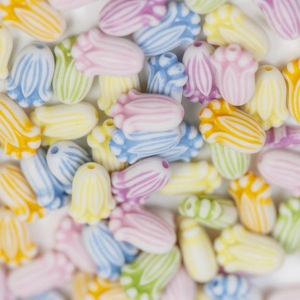 бусина, акрил "колокольчик", цветовой микс, 8х12х5 мм