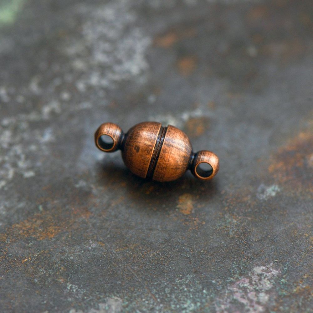 Замочки застежка магнитная "боб", цвет красная медь, 11x5 мм