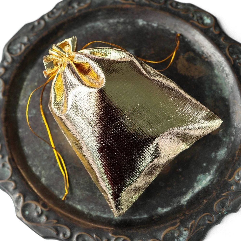 мешочек для украшений, парча, цвет золото, 18x13 см