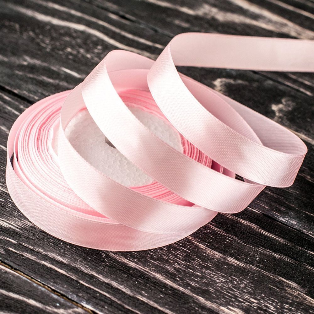 лента, атлас, цвет розовый, ширина 15 мм ленты
