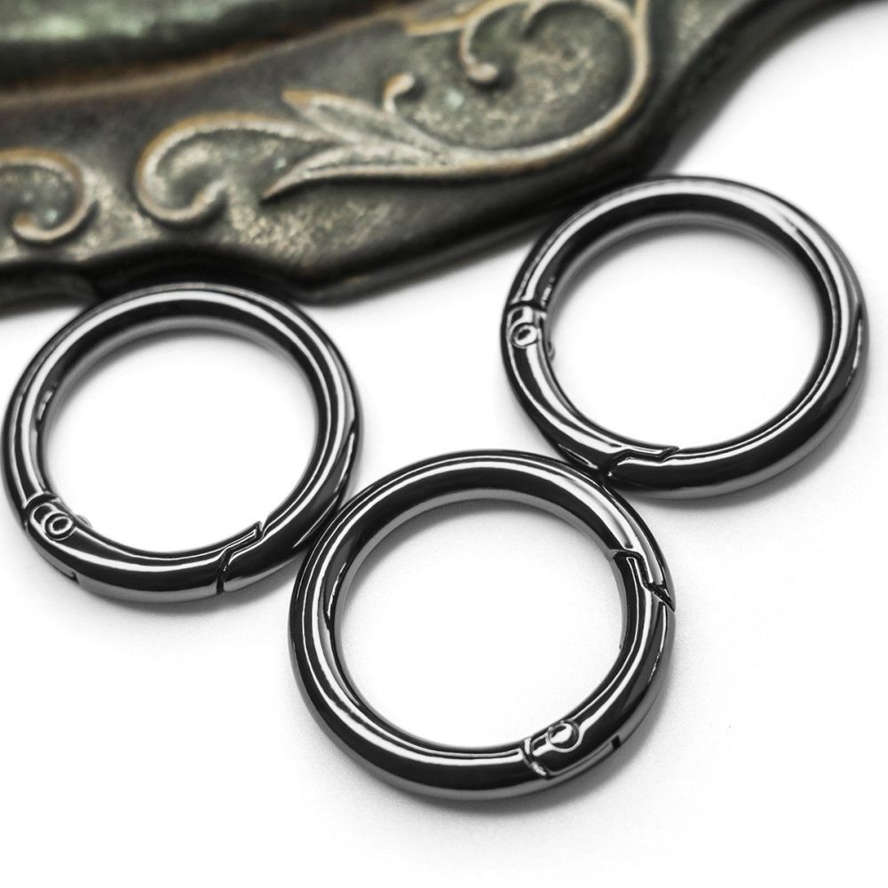 Замочки замок-кольцо для брелоков, цвет черный, 34.6x4.8 мм
