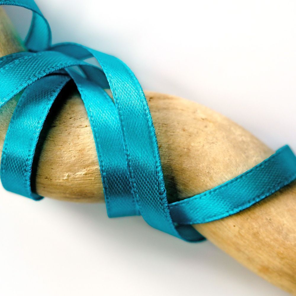 лента, атлас, цвет ярко-бирюзовый, ширина 6 мм ленты