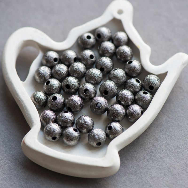 бусина, металл "звездная пыль" 8, цвет черный, 8 мм