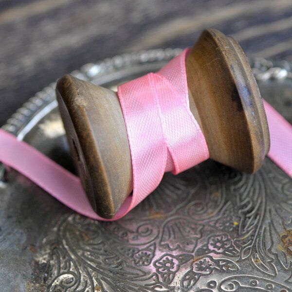лента, атлас, цвет розовый яркий, ширина 10 мм ленты