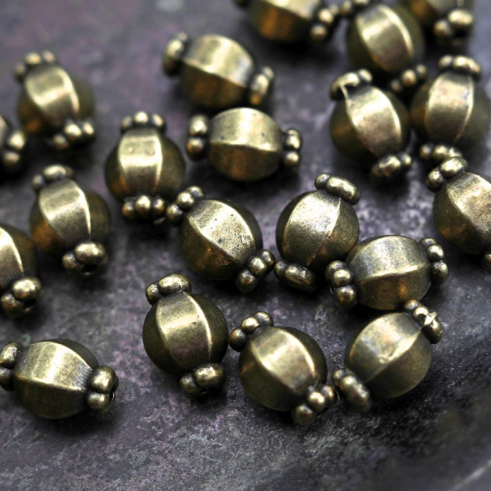 бусина, металл "бонбон", цвет античная бронза, 10х7 мм