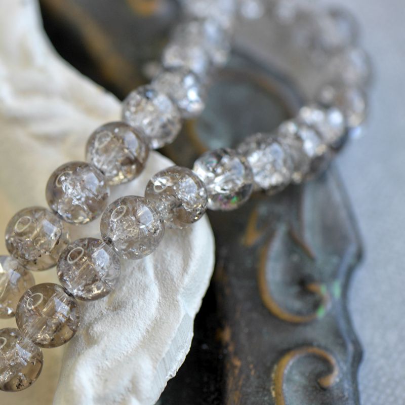 бусина, стекло "кракле", цвет дымчатый, 10 мм