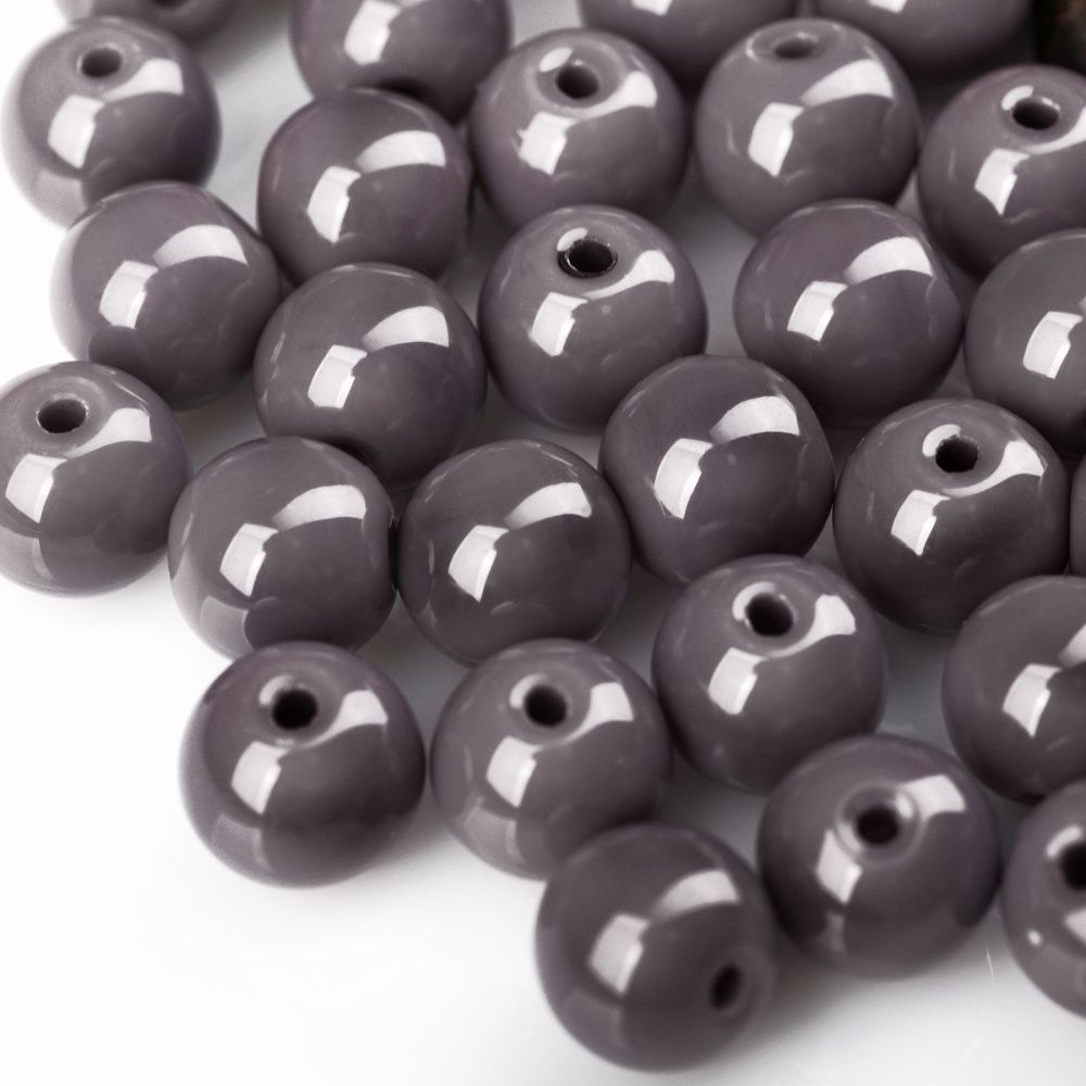 бусина, стекло 10, цвет сиреневый, 10 мм